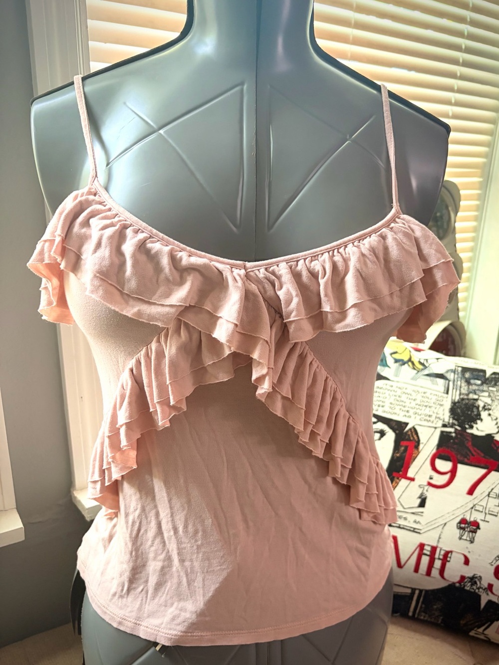 LC Lauren Conrad Blush Pink Ruffle Spaghetti Strap Camisole